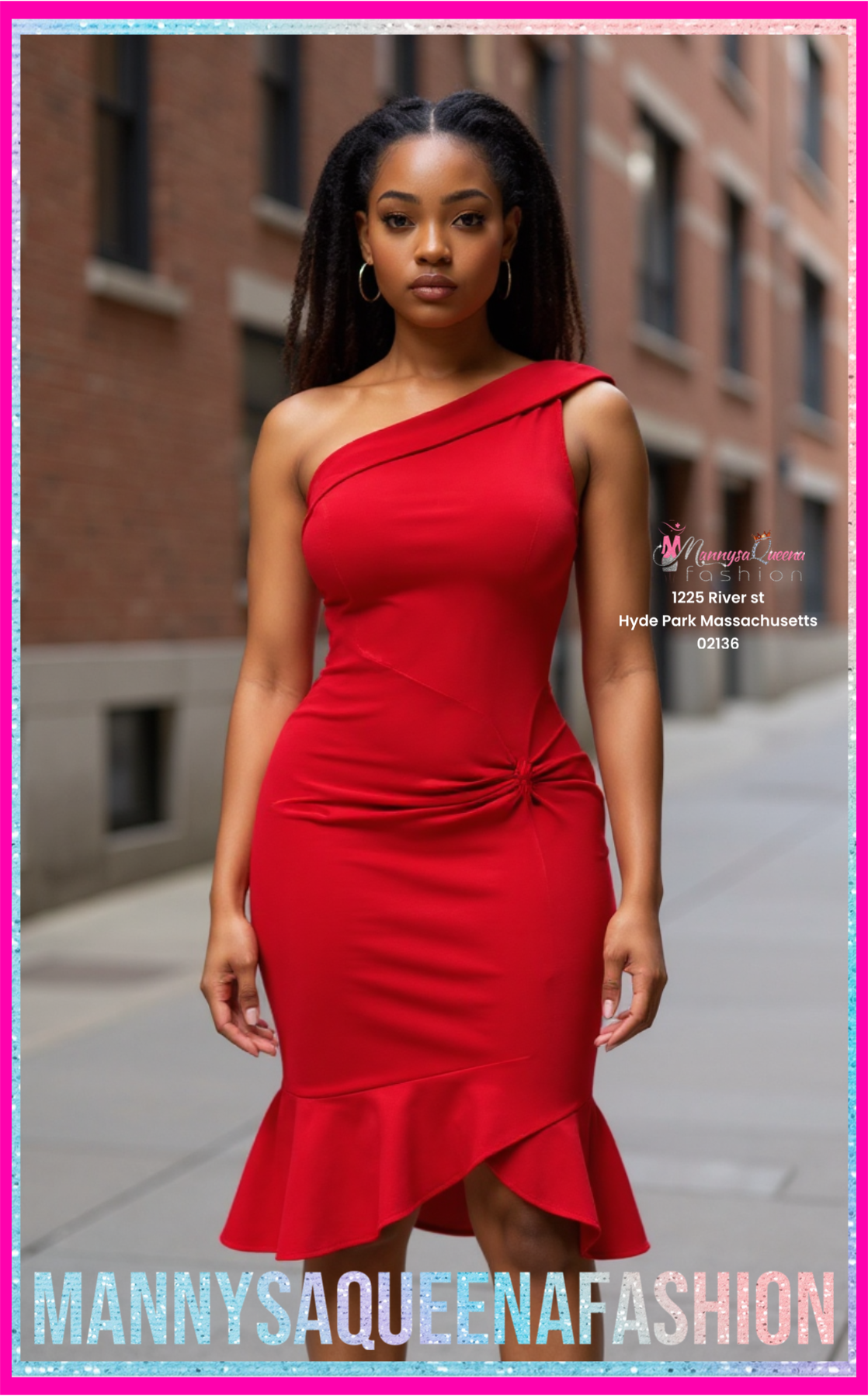 One-Shoulder Dress Red