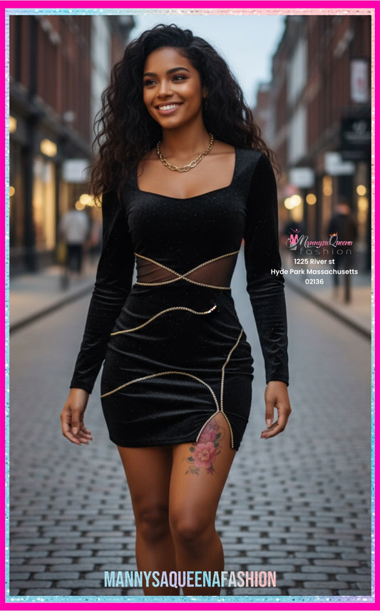Basic Sexy Black Velvet Dress