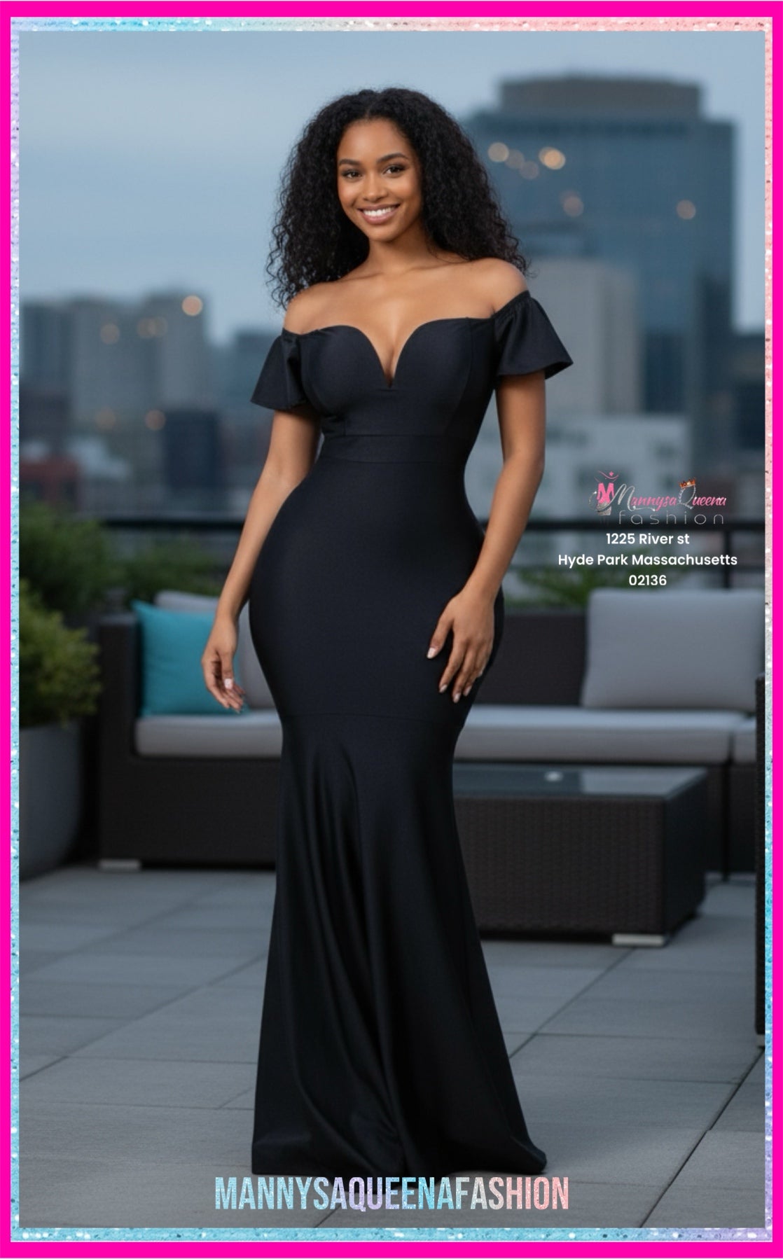 Amara Off Shoulder Mermaid Gown Black