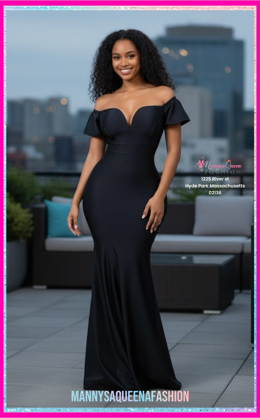Amara Off Shoulder Mermaid Gown Black