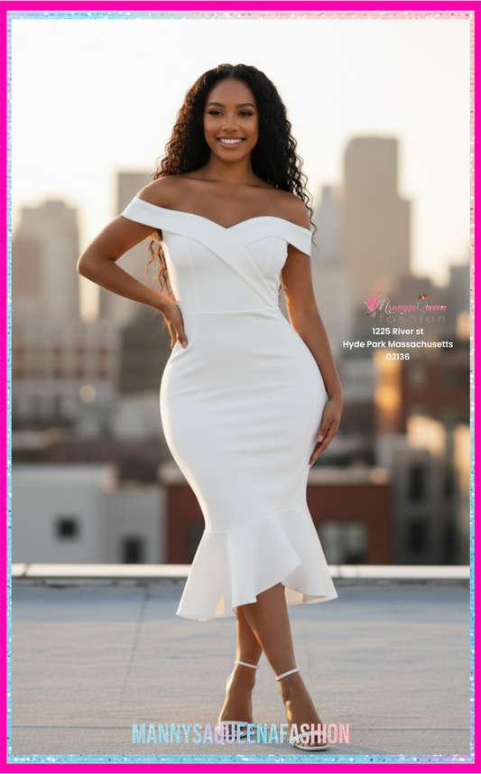 Sculpting Midi Dress - White