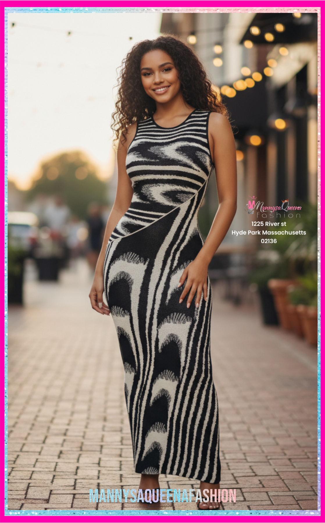 Sweater Maxi Dress - Black/White