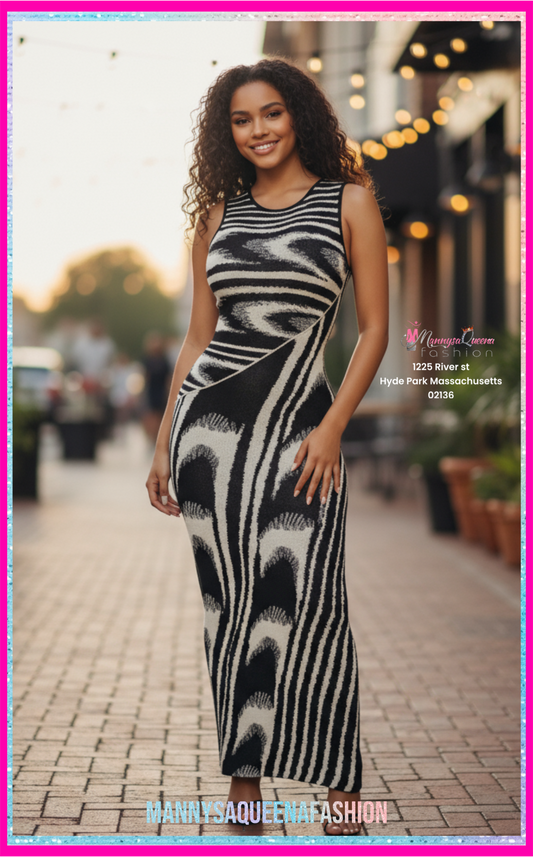 Sweater Maxi Dress - Black/White