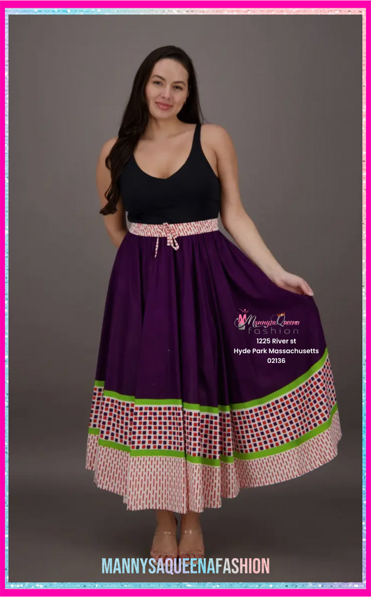 Mannysa Print Maxi Skirt Purple