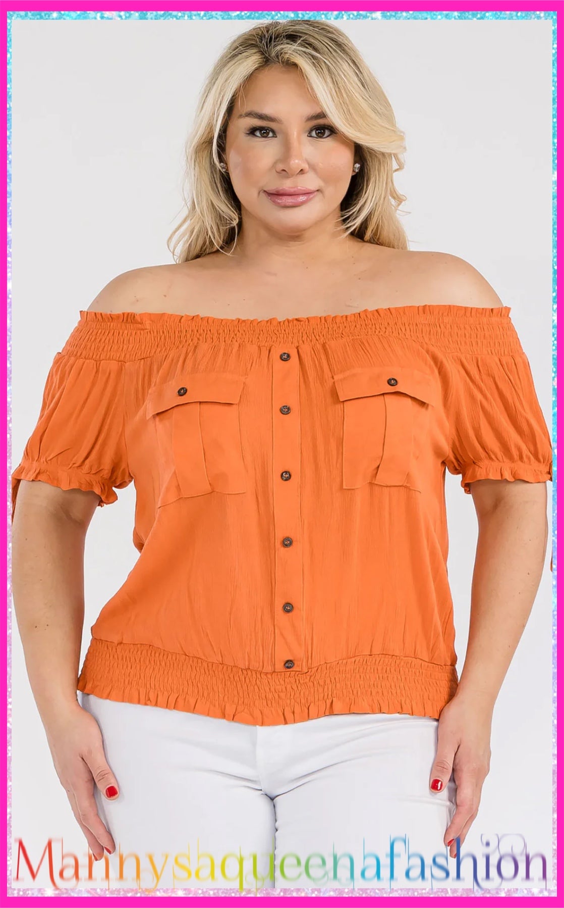 Off Shoulder Blouse Orange