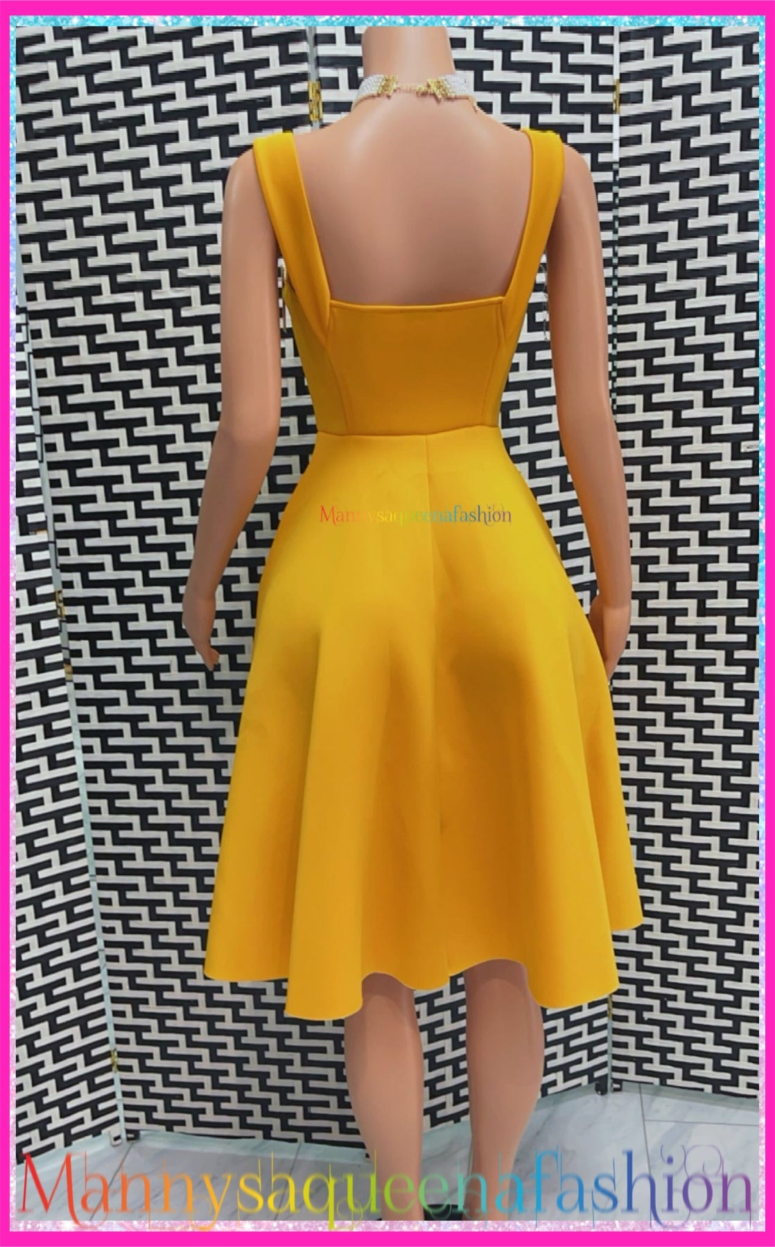 FLARE BANDAGE MIDI DRESS YELLOW