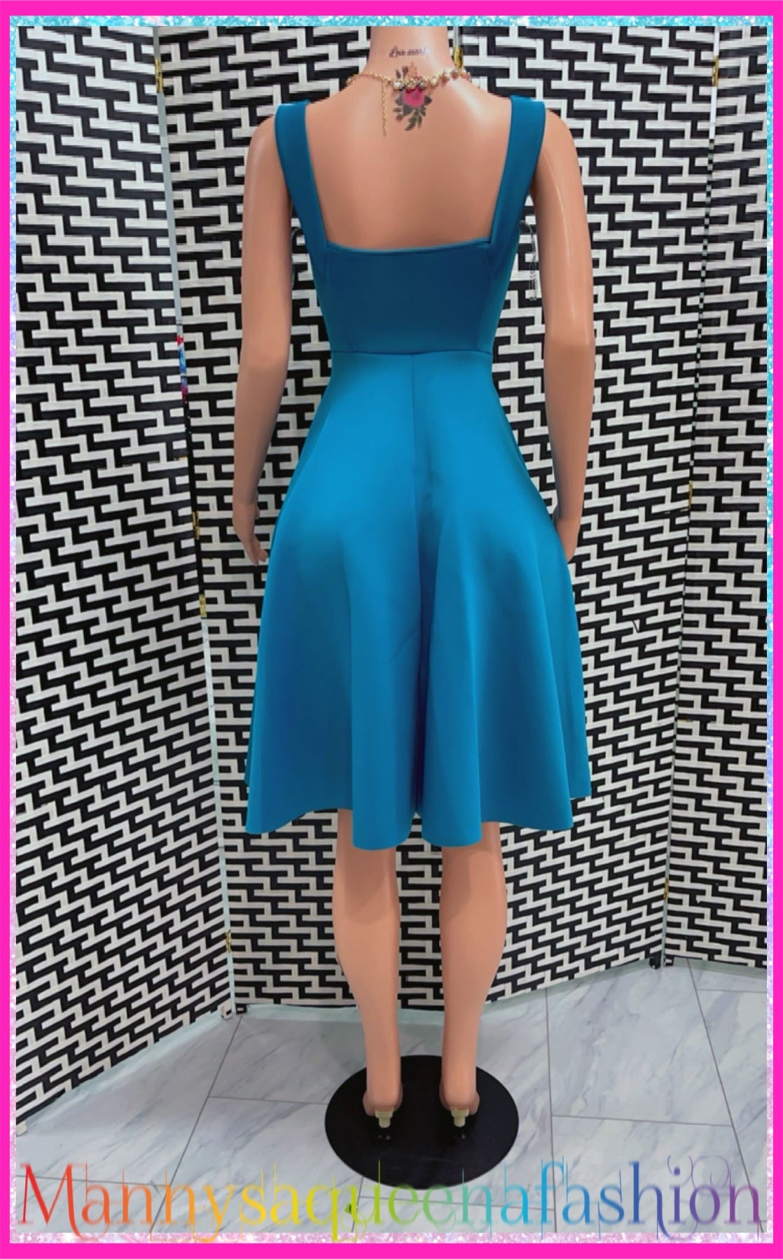 FLARE BANDAGE MIDI DRESS TEAL