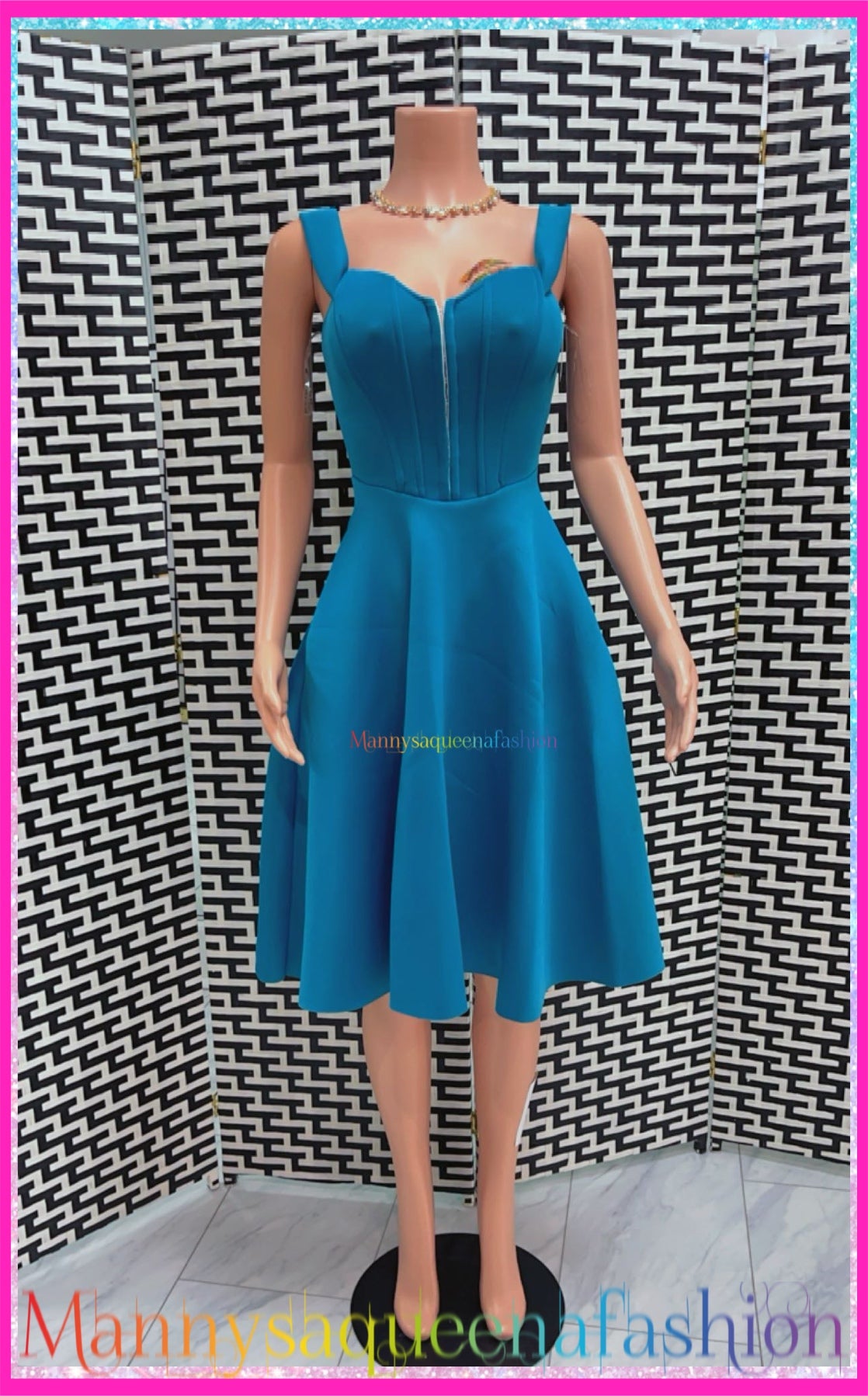 FLARE BANDAGE MIDI DRESS TEAL