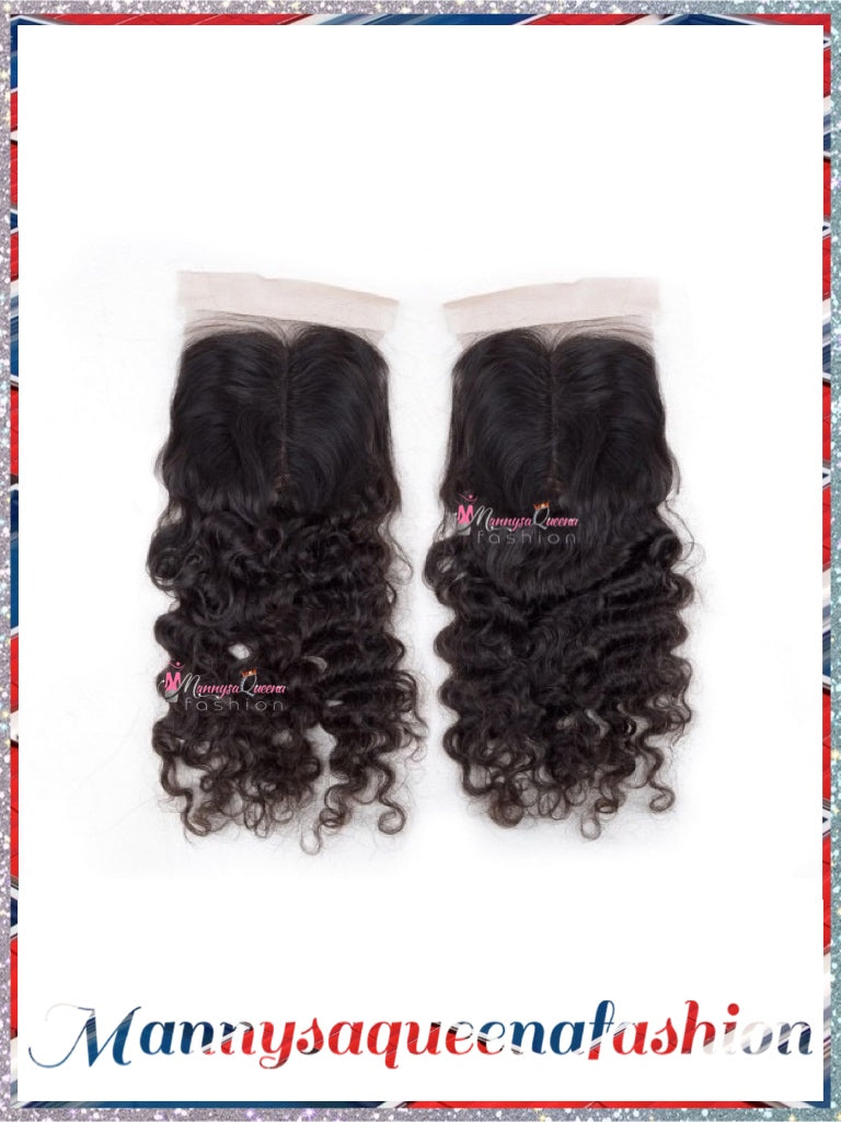 Brazilian Hair Curly Wave Middle Part Lace Closure